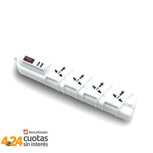 Alargador Multinorma de 4 posiciones 3 metros con 2 USB