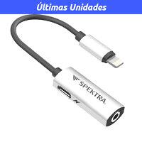 Adaptador Lightning a Lightning + Jack 3.5mm Plateado  Spektra 