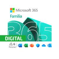 Promoción M365 15 meses  Familia  Digital: hasta 6 usuarios, suscripción 12 Meses + 3 Meses Gratis, Word, Excel, PowerPoint, OneDrive y más.