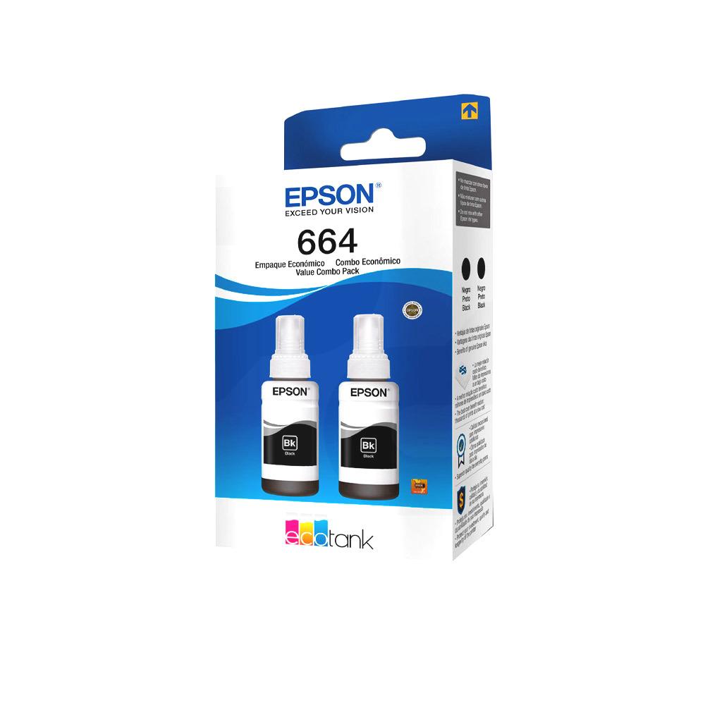 Epson Pack 2 Botellas de Tinta Original Epson T664120-2P Negro