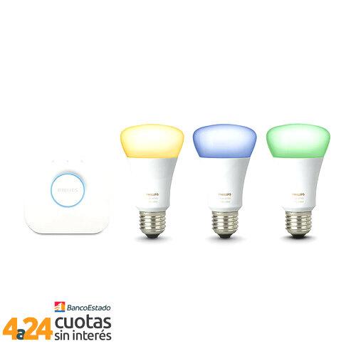 Kit Philips Hue 3 Ampolletas Led RGB + Bridge