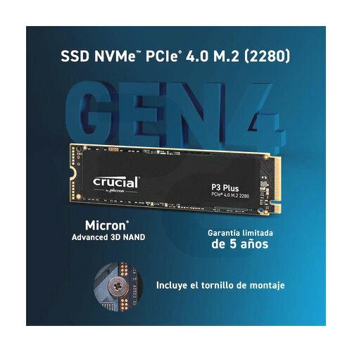 Crucial Unidad SSD 500GB PCIe NVMe Gen4 M.2 P3 Plus | pc Factory