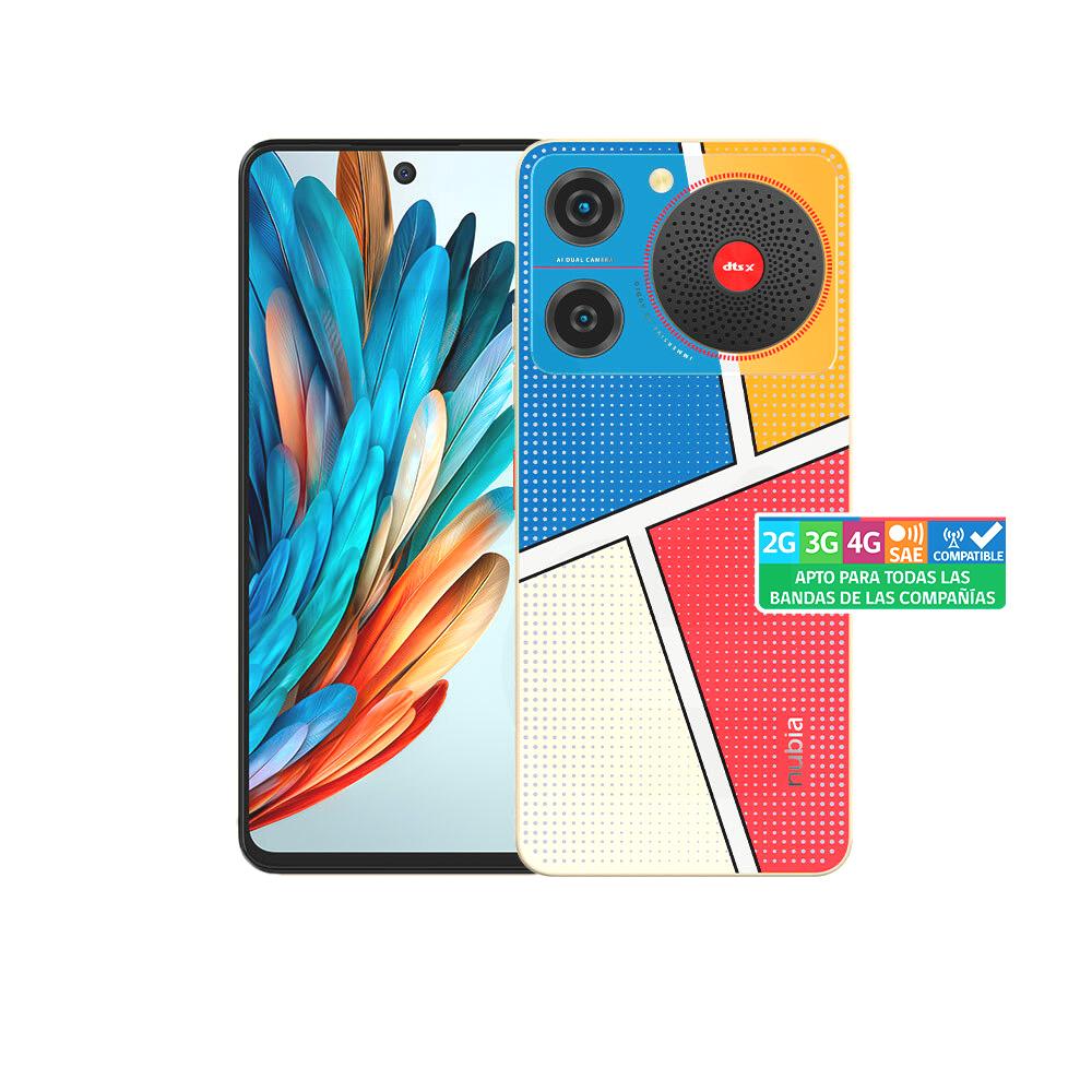 ZTE Celular ZTE nubia Music Pop Art 128GB/4GB Azul/Rojo Liberado