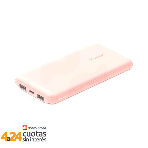 Batería Externa 15W 10.000 mAh 2xUSB-A 1xUSB- Rosa