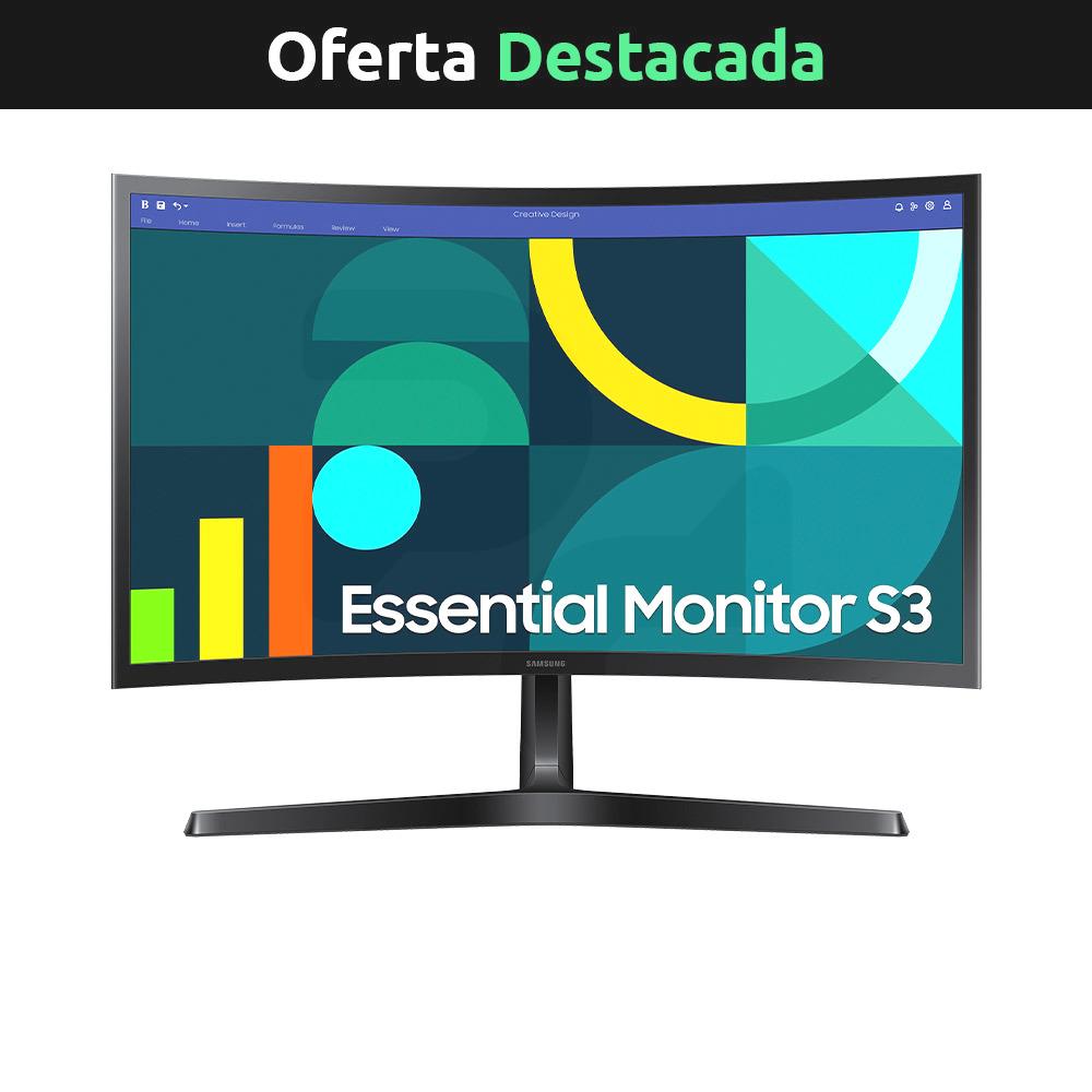 Monitor Samsung Curvo 24", FHD, 100Hz, VA, 4ms, Essential Monitor S3 LS24D366GALXZS