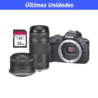 Cámara Mirrorless Canon EOS R100 ZOOM KIT KIT RF-S 18-45 + RF 75-300 + SD32GB