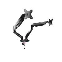 Soporte de monitor con resorte de gas de aluminio y 2 brazos (negro)